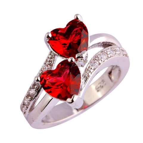 Red Hot Lovers Double Heart Ring
